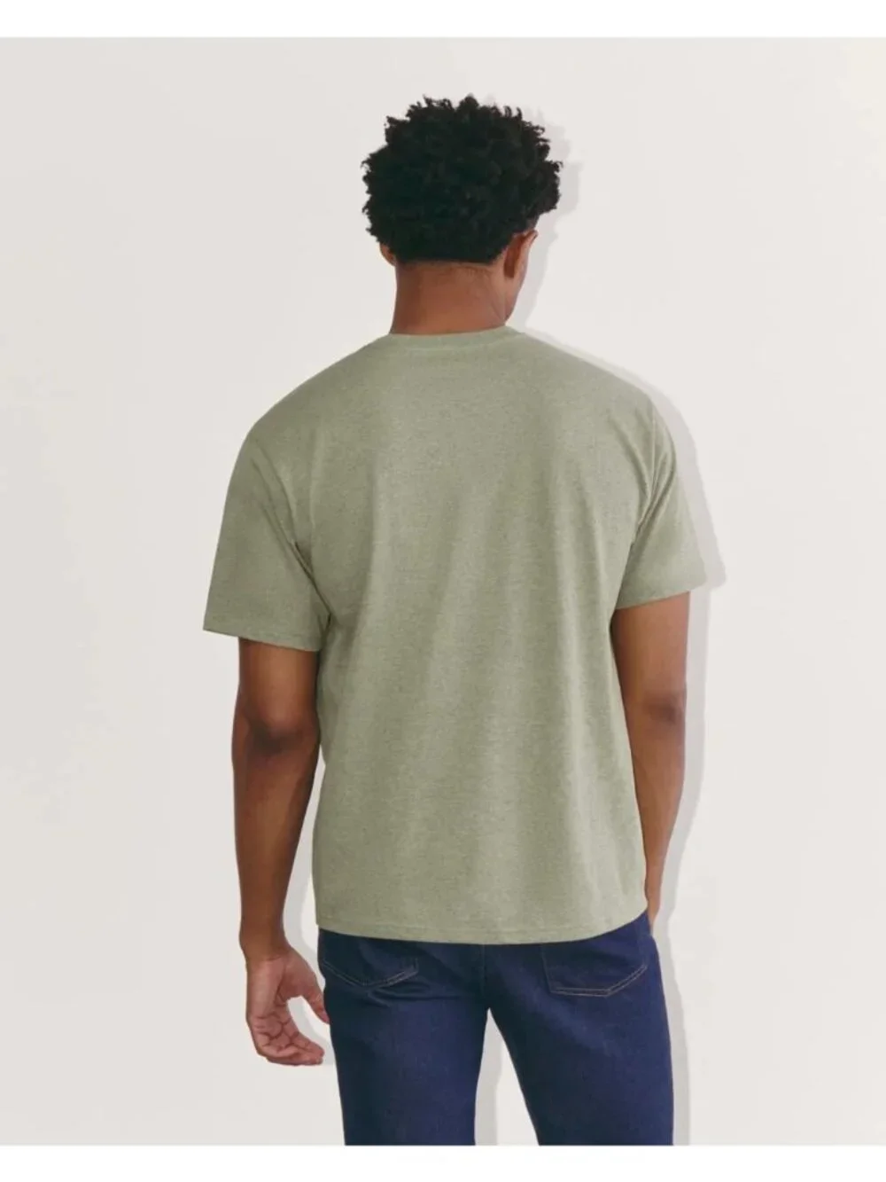 Everlane The Premium-Weight Crew in Heather Sage Green Large New Mens Tee Tshirt - Picture 2 of 12